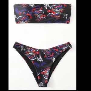 COPY - COPY - Dragon Print Bandeau Bikini Swimsuit